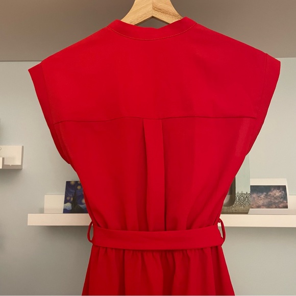 Monteau Red Cap Sleeve Flowy Lightweight Midi Dress - Picture 4 of 11